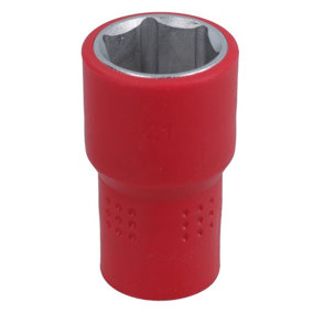 21mm 1/2in drive VDE Insulated Shallow Metric Socket 6 Sided Single Hex 1000 V