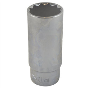 21mm 3/8" Drive Double Deep Metric Socket Double Hex / 12 Sided