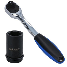 21mm Scaffolders Scaffolding Scaffold Impact Socket and 1/2in Drive Curved Ratchet