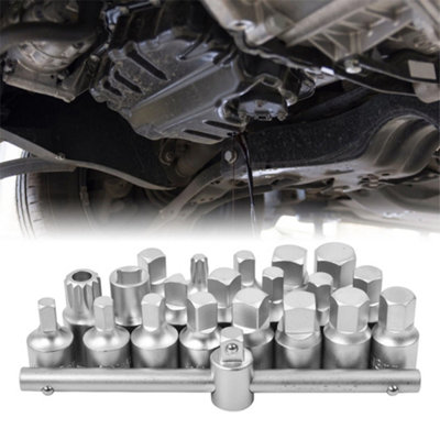 21Pcs Oil Drain Sump Plug Key Socket Set Kit Gearbox & Axel Removal ...