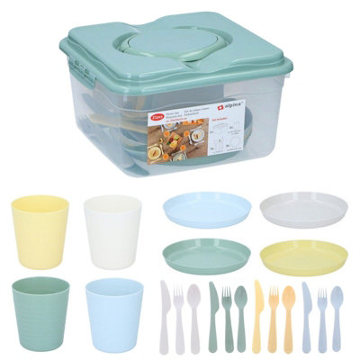 21Pcs Plastic Picnic Cutlery Set