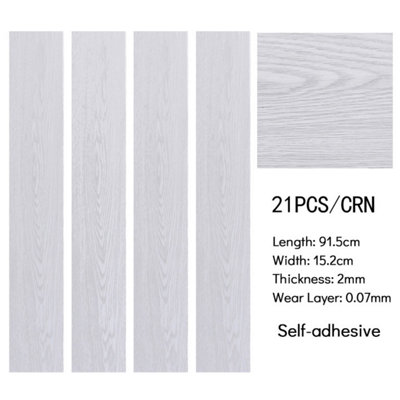 21Pcs Rustic Waterproof Wood Grain Self Adhesive Plank PVC Vinyl Tiles Flooring Covering 3m²