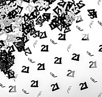 21th Birthday Confetti Black & Silver 1 pack x 14 grams birthday decoration Foil Metallic 1 pack