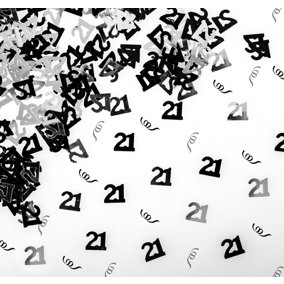 21th Birthday Confetti Black & Silver 4 pack x 14 grams birthday decoration Foil Metallic 4 pack