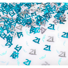 21th Birthday Confetti Blue & Silver 1 pack x 14 grams birthday decoration Foil Metallic 1 pack