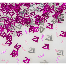 21th Birthday Confetti Pink & Silver 1 pack x 14 grams birthday decoration Foil Metallic 1 pack