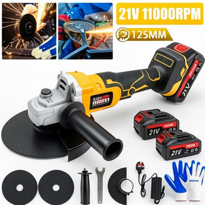 21V cordless angle grinder, brushless 115/125mm cutting tool with 2 ...