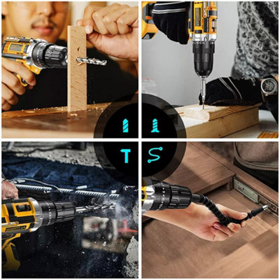 21V Cordless Combi Drill Driver Set - Includes 2 Batteries, 30+ Piece ...