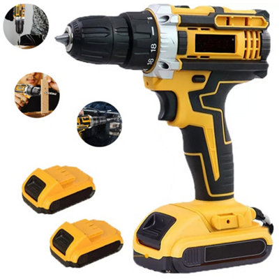 21V Cordless Combi Drill Driver Set - Includes 2 Batteries, 30+ Piece ...