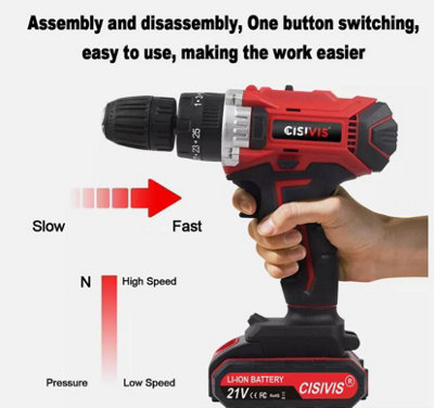 21V Cordless Combi Hammer Impact Drill Driver Electric Screwdriver