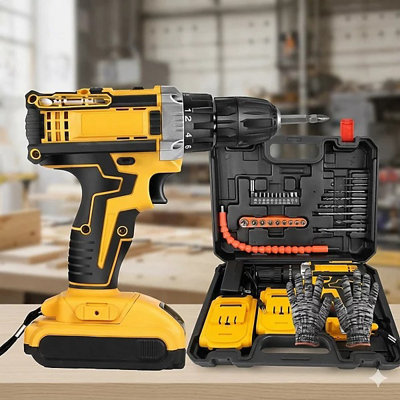 21V Cordless Drill & Combi Driver Set with 2 Batteries High Power ...