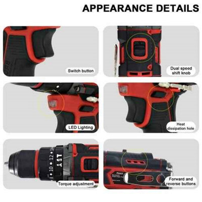 21V Cordless Drill Driver Kit with Dual Batteries