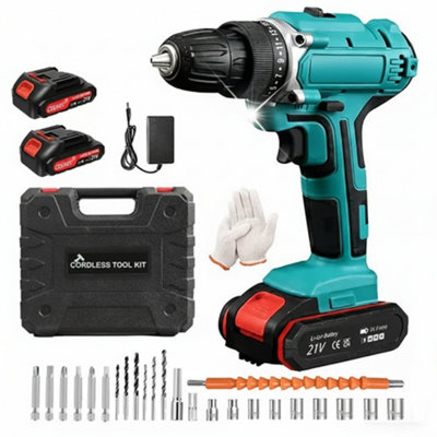 21V Cordless Drill Driver Set with 2 Batteries