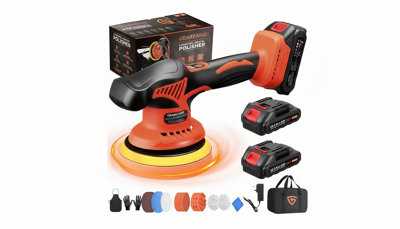 21V Cordless Dual Action Car Polisher with 8 Speed and 2 Batteries