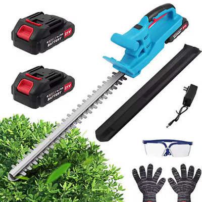 21V Cordless Hedge Trimmer Tree Branch Cutter 2 Batteries Charger