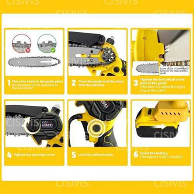 21V cordless mini chainsaw handheld wood cutter with 2 batteries ...