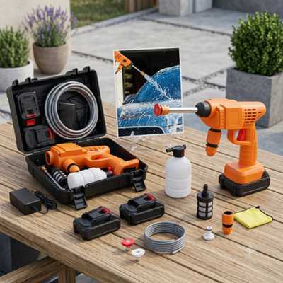 21V Cordless Pressure Washer Portable Car Jet Wash High Pressure ...