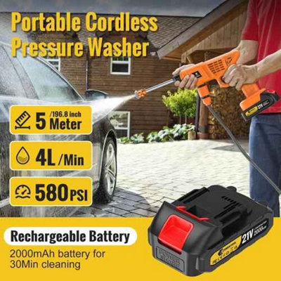 21V Cordless Pressure Washer Portable Car Jet Wash High Pressure ...