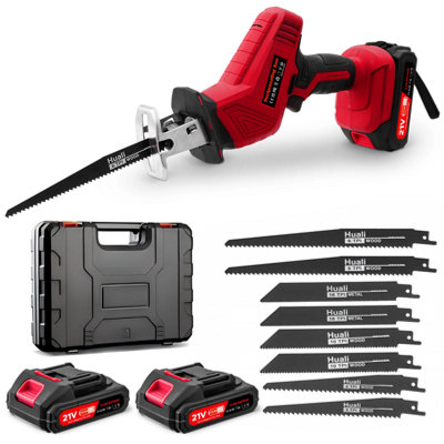 21V Cordless Reciprocating Saw 8 Piece Blade Kit LED Light Variable ...