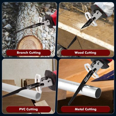 21V Cordless Reciprocating Saw 8 Piece Blade Kit LED Light Variable ...