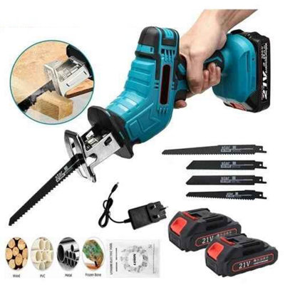 21V Cordless Reciprocating Saw with 2 Batteries, Wood & Metal Cutter