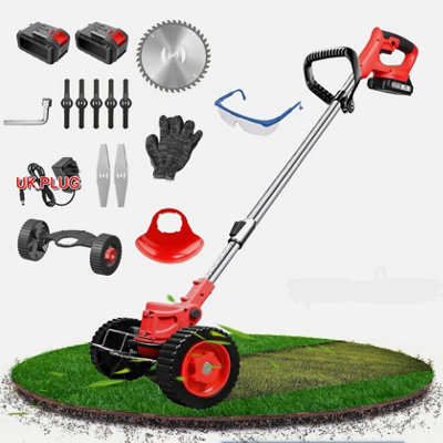 21V Electric Cordless Grass Trimmer Strimmer Garden Edger Cutter with 2 ...