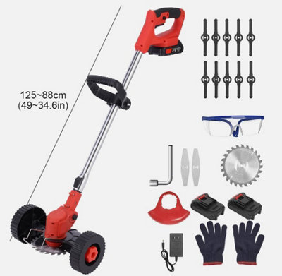 21V Cordless Weed Wacker 3-in-1 Grass Trimmer/Edger/Brush Cutter With 2 X 4.0Ah Batteries - Adjustable Shaft