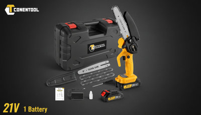 21V Mini Cordless Chainsaw 6 inches One-Hand Electric Wood Cutter with ...