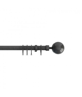 22-25mm - Finesse Ball End Metal Curtain Pole Set - Gun Metal Grey