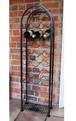 22 Bottle Wine Rack - Bottle Store - Solid Steel - L20 x W38 x H118 cm - Black