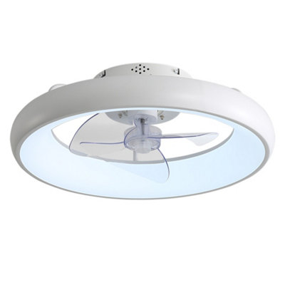 22-Inch Open Frame Minimalist Ring Ceiling Fan Lamp Dimmable-White