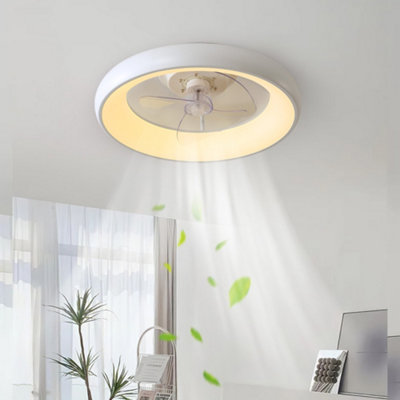 22-Inch Open Frame Minimalist Ring Ceiling Fan Lamp Dimmable-White