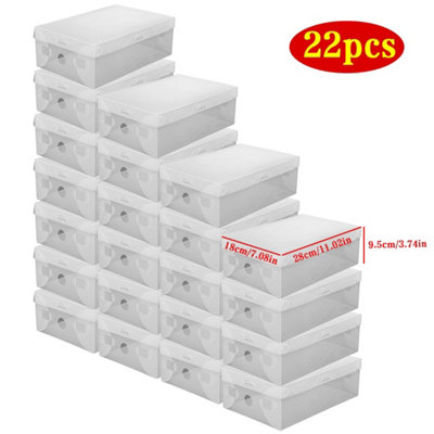 22 Pack Clear Stackable Plastic Shoe Boxes - Foldable Shoe Organiser ...