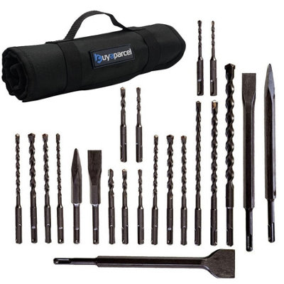 22 Piece SDS Plus Drill Bit Set Bullet Cold Flat Chisel Set Tool Roll