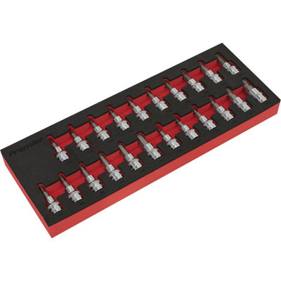 22-Piece TRX Star and Hex Key Spline Socket Bit Set with 3/8-Inch Drive and 50mm Shaft