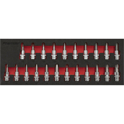 22-Piece TRX Star and Hex Key Spline Socket Bit Set with 3/8-Inch Drive and 50mm Shaft