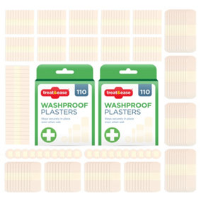 220 Waterproof Plasters & Dressing Supplies - Childrens Plasters Waterproof Assorted Plasters Kids Plasters for First Aid Kit