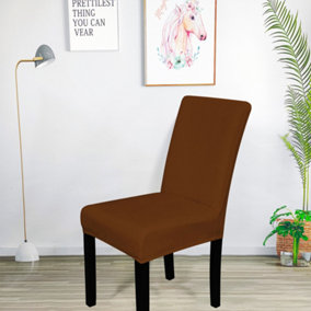 220GSM Universal Dining Velvet Chair Cover, Dark Brown - Pack of 1