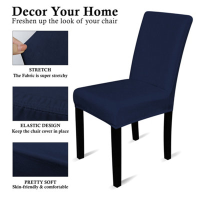 220GSM Universal Dining Velvet Chair Cover, Navy Blue - Pack of 1