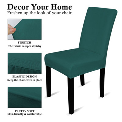 220GSM Universal Dining Velvet Chair Cover, Turquoise - Pack of 1