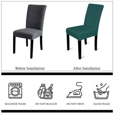 220GSM Universal Dining Velvet Chair Cover, Turquoise - Pack of 1