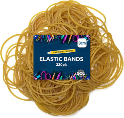 220pk Brown Elastic Bands for Offices - 8cm - Rubber Bands Assorted Sizes -  Thick Elastic Bands Office - Sturdy Elastic Band