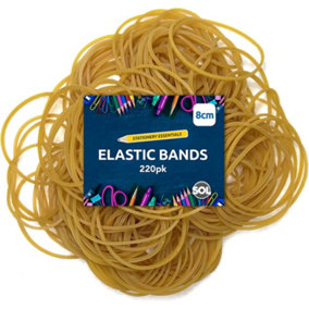 220pk Brown Elastic Bands for Offices - 8cm - Rubber Bands Assorted Sizes - Thick Elastic Bands Office - Sturdy Elastic Band