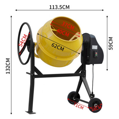 220V 550 W Electric Cement Mixer on Wheels 140 L - 5