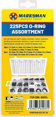 225Pc O Ring Seals Tap Washers Gasket Assortment Kit Plumbing Petrol Diesel In Case