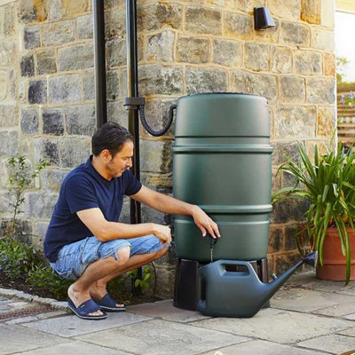 227L Litre Green Extra Large Water Butt & Accessory Kit includes rain trap
