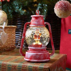 22cm Battery Operated Light up SnowFall Santa Lamp Lantern Decoration