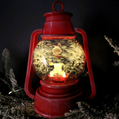 22cm Battery Operated Light up SnowFall Snowman Lamp Lantern Decoration