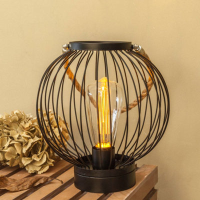 22cm Black Metal Lantern with Edison Bulb - 5