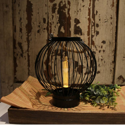 22cm Black Metal Lantern with Edison Bulb - 4